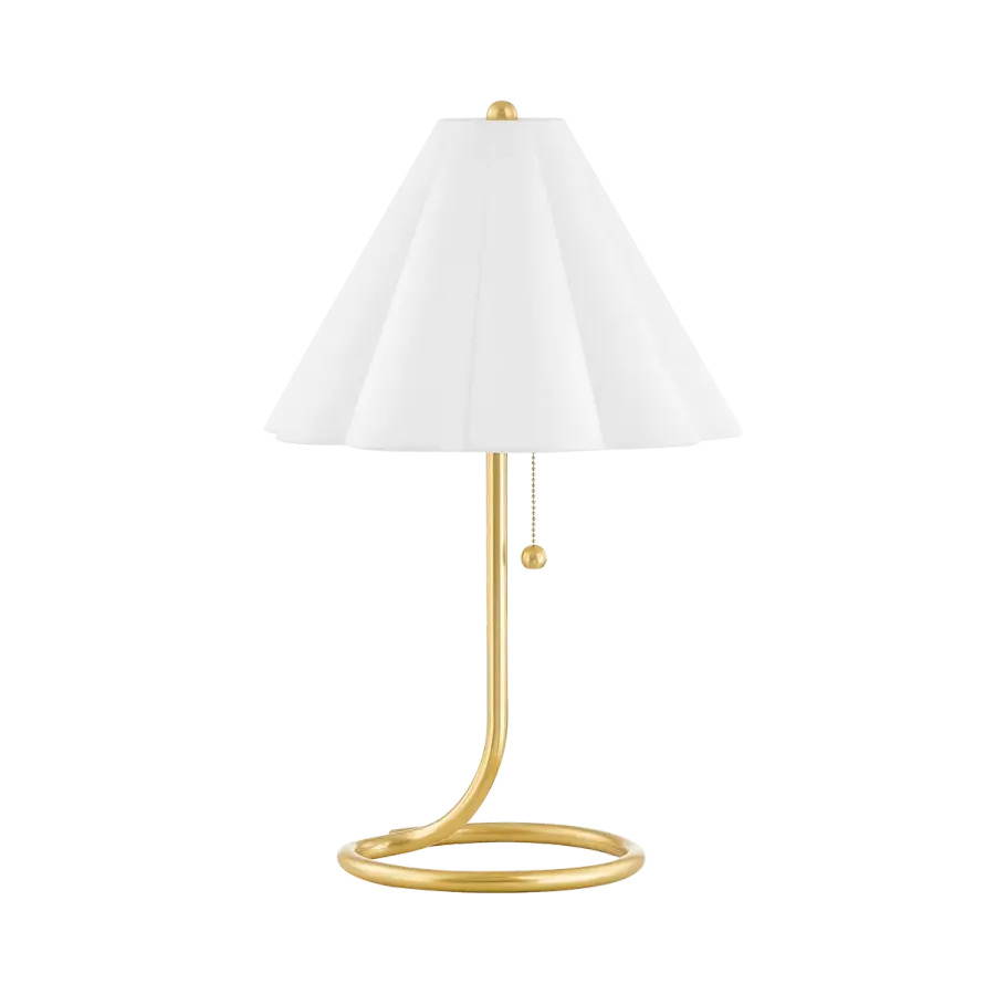 Sculptural Brass Lamp with Artistic Flair and Space-Saving Design - Image 1