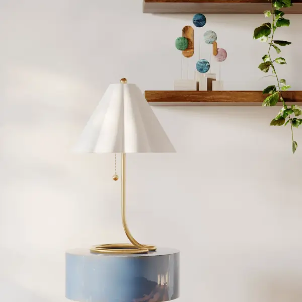 Sculptural Brass Lamp with Artistic Flair and Space-Saving Design - Image 6