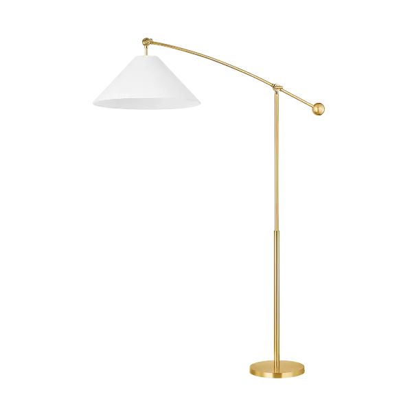 The Birdie Floor Lamp combines artistic asymmetry with practical functionality. Its pivoting arm and counterbalanced sphere create visual interest while offering exceptional adjustability for reading or task lighting.