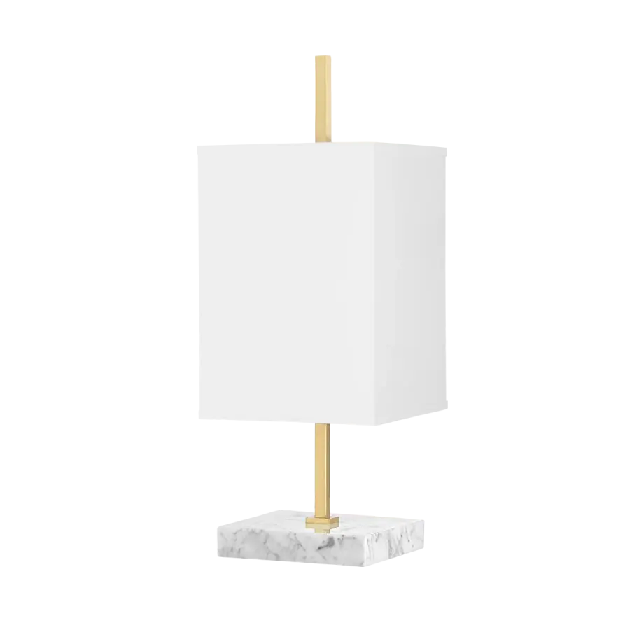 Sophisticated Marble & Brass Table Lamp with Architectural Design
