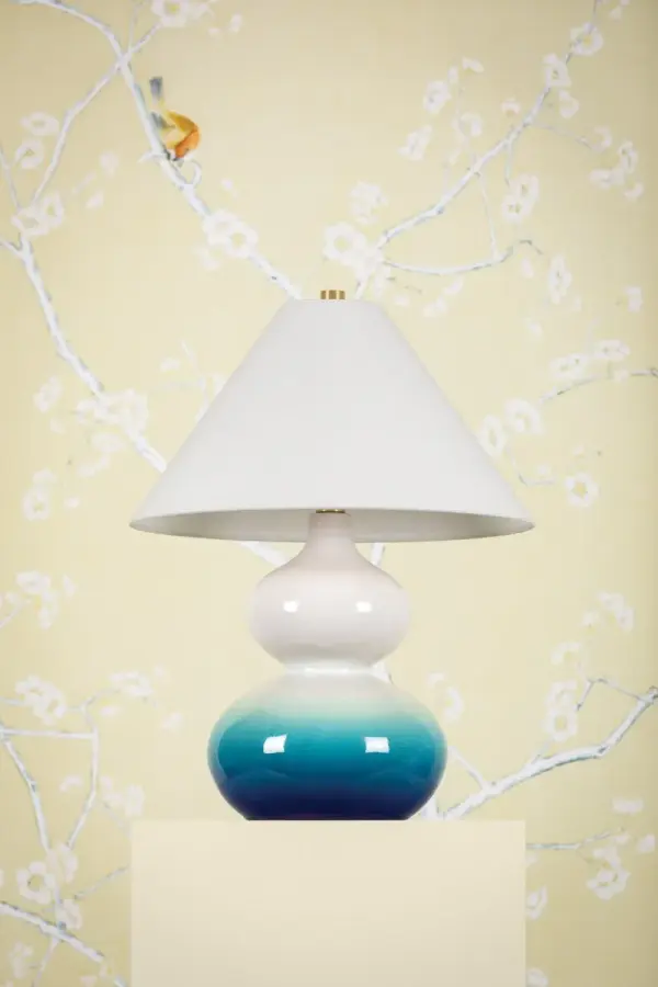 Sculptural Blue Ombre Ceramic Lamp with Designer Pedigree - Image 3