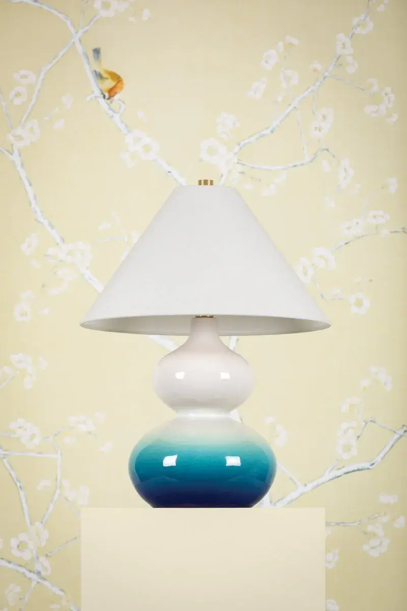 Sculptural Blue Ombre Ceramic Lamp with Designer Pedigree - Image 3