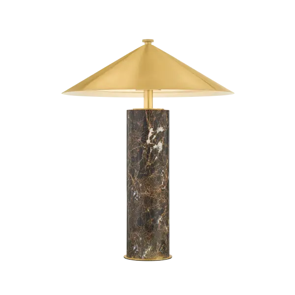 The Permont combines sophisticated design with modern convenience. Its tapered Aged Brass shade and honed Emperador marble base create a luxurious statement piece that's both portable and practical for any refined space.