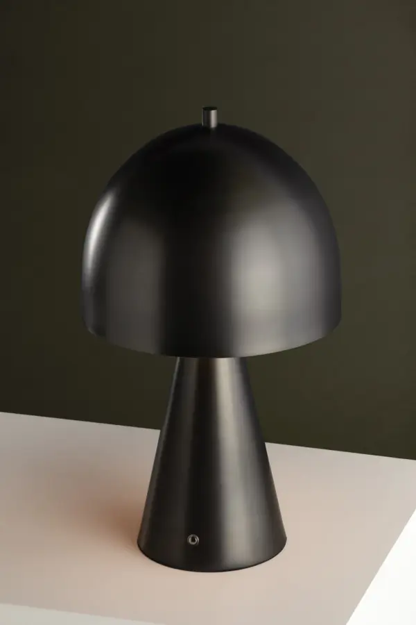 The Hopkinton combines striking geometric design with modern functionality. Its mushroom silhouette features an oblong domed shade atop a conical base, creating visual interest in any space. The rechargeable LED eliminates cord clutter while providing dimmable lighting that adapts to your needs. - alternate view