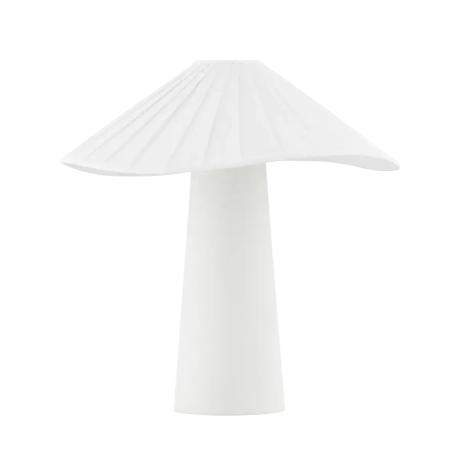 Modern Organic Table Lamp with Sophisticated Pleated Linen Shade - Image 1