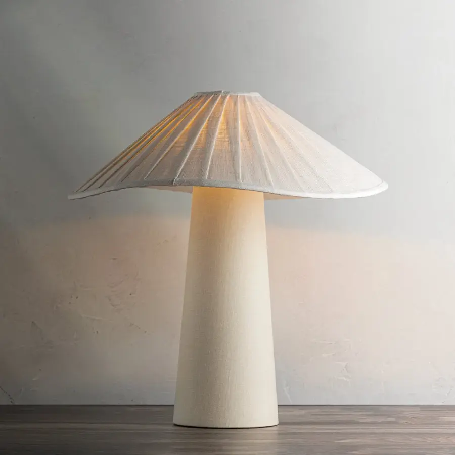 Modern Organic Table Lamp with Sophisticated Pleated Linen Shade - Image 2