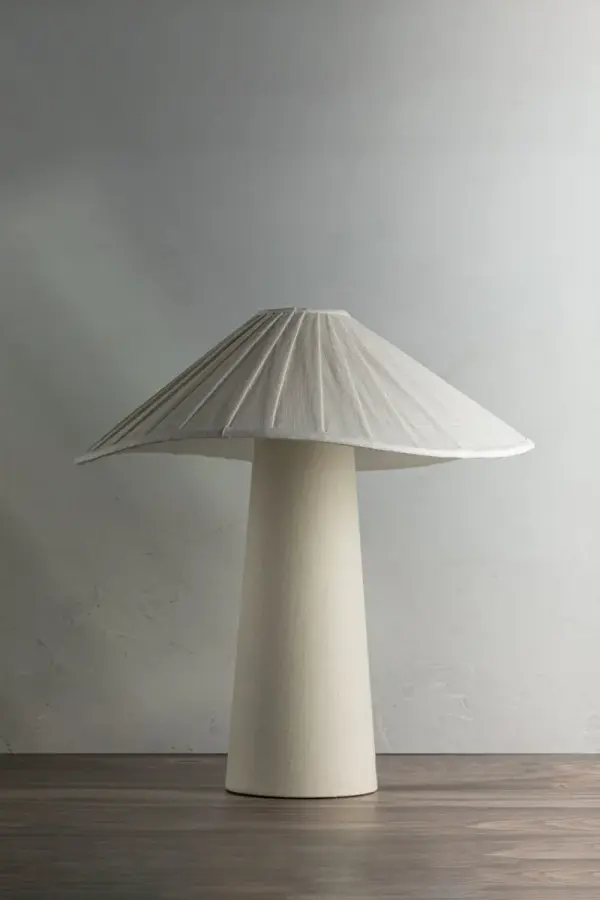 Modern Organic Table Lamp with Sophisticated Pleated Linen Shade - Image 3