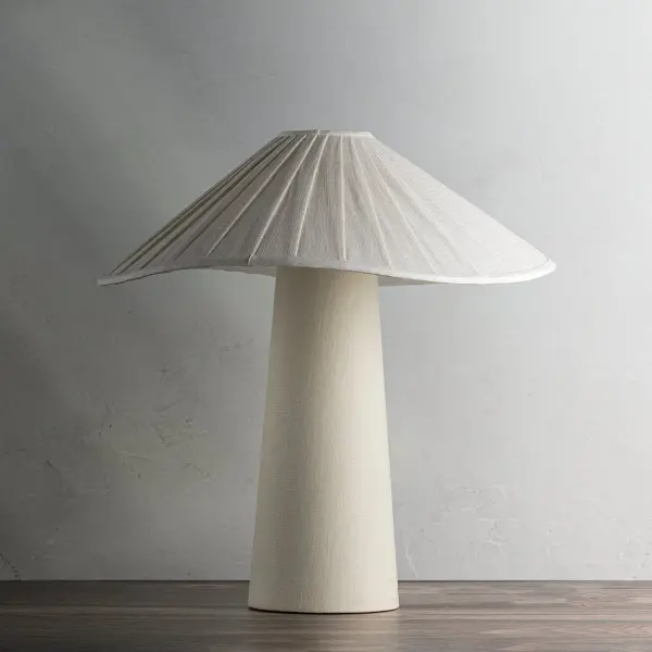 Modern Organic Table Lamp with Sophisticated Pleated Linen Shade - Image 4