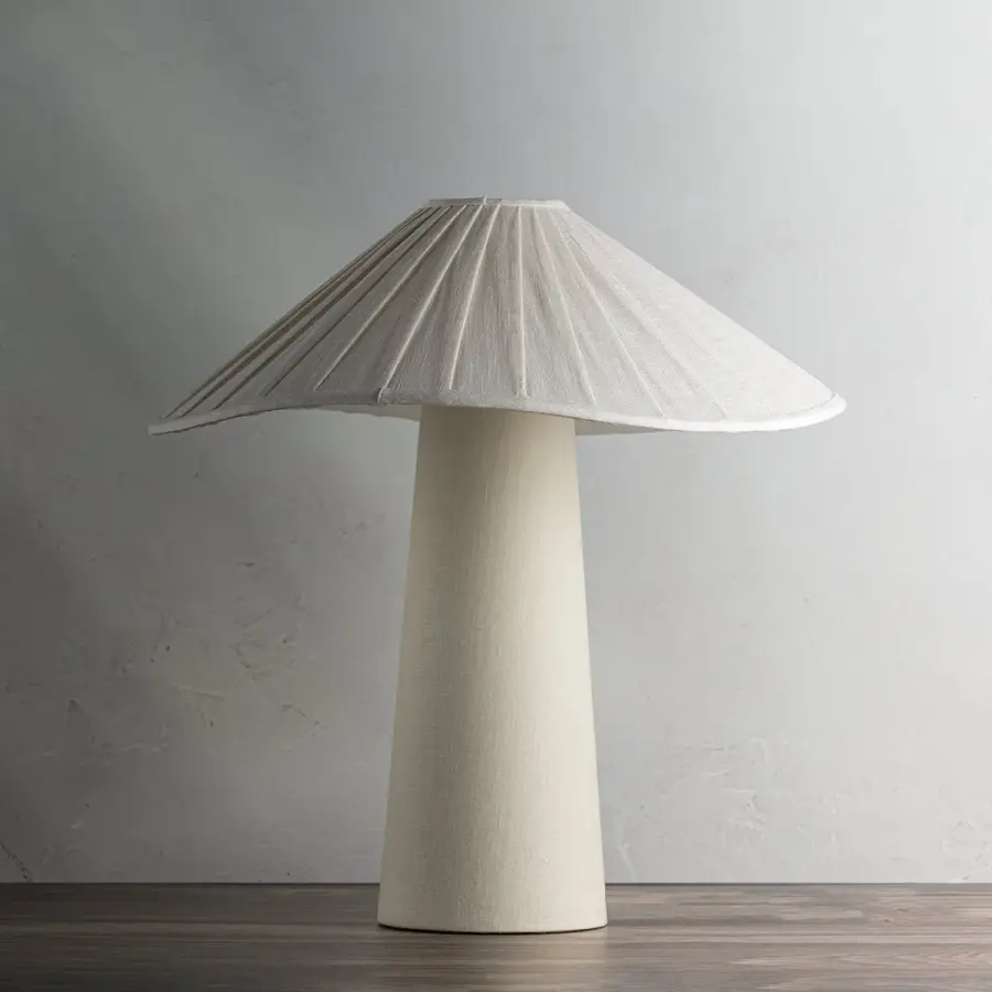 Modern Organic Table Lamp with Sophisticated Pleated Linen Shade - Image 4