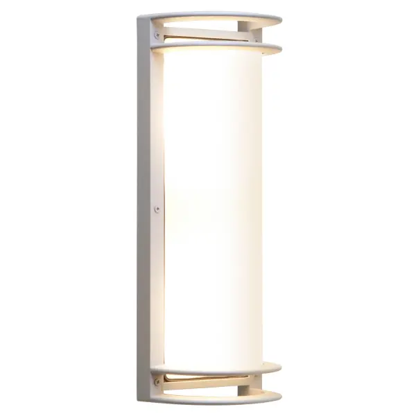The Nevis bulkhead combines industrial durability with contemporary styling, featuring frosted glass and a satin finish. Ideal for outdoor applications requiring reliable, weather-resistant lighting with a modern aesthetic.