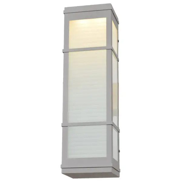 Collection: Metropolis Finish: Satin Glass: Ribbed Frosted Width: 6.00" Height: 20.00" Extension from Wall: 5.00" Bulbs Included Number of Bulbs: 1 Maximum Wattage: 28.00 W Bulb Type: SSL Bulb Base: SSL Light Source: DLED Light Output: 1900.00 lm Color Temperature: 3000 K Dimmable Voltage: 120.00 V Material: Metal Safety Listing: ETL Safety Rating: Wet Energy Efficient Title 24 LED