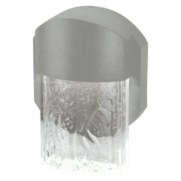 Collection: Mist Finish: Satin Glass: Clear Width: 4.50" Height: 6.00" Extension from Wall: 2.50" Bulbs Included Number of Bulbs: 1 Maximum Wattage: 15.00 W Bulb Type: SSL Bulb Base: SSL Light Source: DLED Light Output: 1100.00 lm Color Temperature: 3000 K Dimmable Voltage: 120.00 V Material: Steel Safety Listing: UL Safety Rating: Wet Energy Efficient ADA Title 24 LED