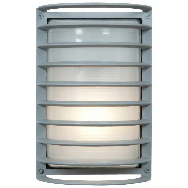 Collection: Bermuda Finish: Satin Glass: Ribbed Frosted Width: 7.00" Height: 10.50" Extension from Wall: 5.00" Canopy: 4.75"x0.5"x4.75" Number of Bulbs: 1 Maximum Wattage: 60.00 W Bulb Type: A19 Bulb Base: E26 Light Source: INC Voltage: 120.00 V Material: Aluminum Safety Listing: ETL Safety Rating: Wet