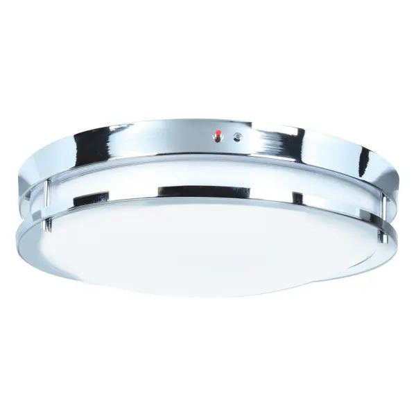 The Solero LED Flush Mount combines energy-efficient integrated LED technology with a polished chrome finish and clean acrylic diffuser. Its compact 4.25" profile makes it ideal for hallways, bathrooms, and closets.