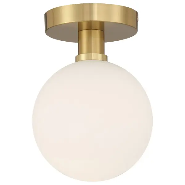 Collection: Michelle Finish: Antique Brass Glass: Opal Width: 7.00" Height: 10.00" Canopy: 5.5"x1" Bulbs Included Number of Bulbs: 1 Maximum Wattage: 8.00 W Bulb Base: SSL Light Source: DLED Light Output: 800.00 lm Color Temperature: 3000 K Dimmable Voltage: 120.00 V Material: Steel Safety Listing: ETL Safety Rating: Damp LED