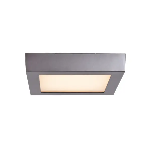 Collection: Strike 2.0 SQ Finish: Bronze Glass: Acrylic Lens Width: 7.00" Height: 1.50" Length: 7.00" Bulbs Included Number of Bulbs: 1 Maximum Wattage: 12.00 W Bulb Type: LED Bulb Base: SSL Light Source: DLED Light Output: 960.00 lm Color Temperature: 3000 K Dimmable Voltage: 120.00 V Material: Steel Safety Listing: ETL Safety Rating: Damp Energy Efficient LED
