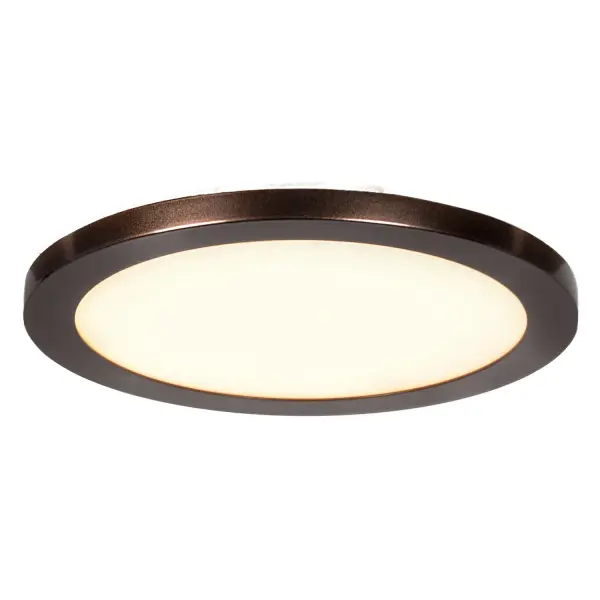 The Disc LED Flush Mount offers an incredibly slim 0.5-inch profile with integrated LED technology, making it ideal for low ceilings and tight spaces. The bronze finish and acrylic diffuser provide even illumination.