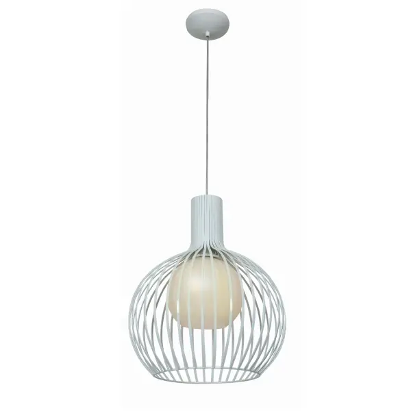Collection: Chuki Finish: White Glass: Opal Width: 15.00" Height: 18.50" Wire: 10` Canopy: 1.25" Number of Bulbs: 1 Maximum Wattage: 100.00 W Bulb Type: A19 Bulb Base: E26 Light Source: INC Light Output: 1600.00 lm Color Temperature: 2700 K Dimmable Voltage: 120.00 V Material: Metal Safety Listing: ETL Safety Rating: Damp