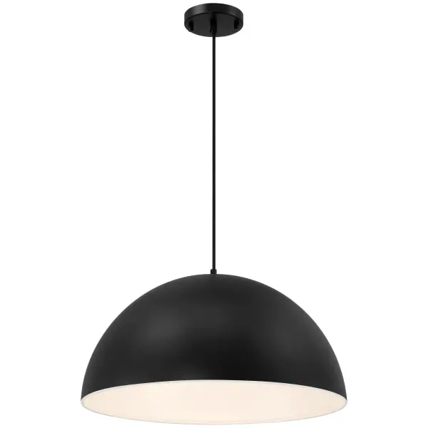 The Huck pendant delivers clean industrial style with a matte black finish that complements modern and transitional spaces. Its compact size and 10-foot cord provide installation flexibility for various ceiling heights.