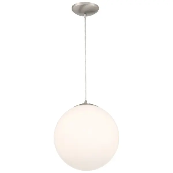 The Pearl pendant combines clean contemporary lines with a soft opal glass shade and brushed steel finish. Its compact 17-inch height makes it ideal for smaller spaces or multiples over islands.