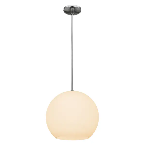 Nitrogen Brushed Steel Pendant with Opal Glass