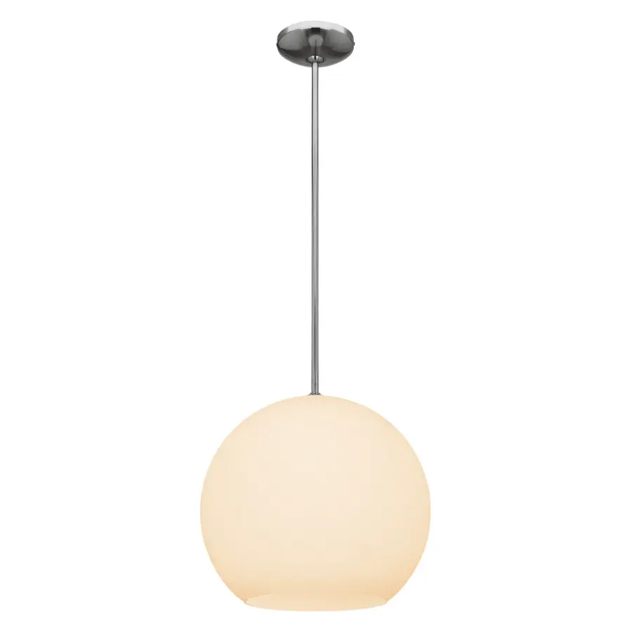 Nitrogen Brushed Steel Pendant with Opal Glass