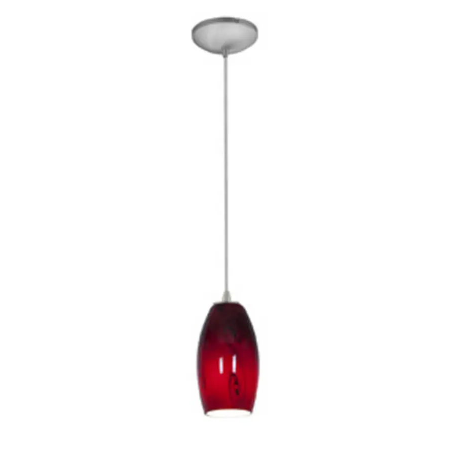 Merlot One Light Pendant in Brushed Steel