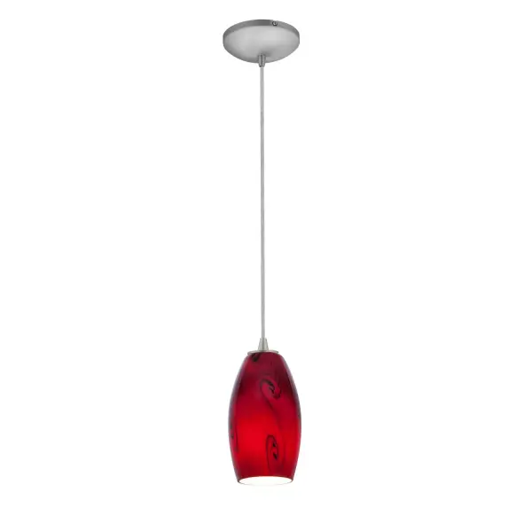 The Merlot LED Pendant combines contemporary styling with practical integrated LED technology in a compact 8-inch profile. Its brushed steel finish offers versatile appeal for modern spaces.