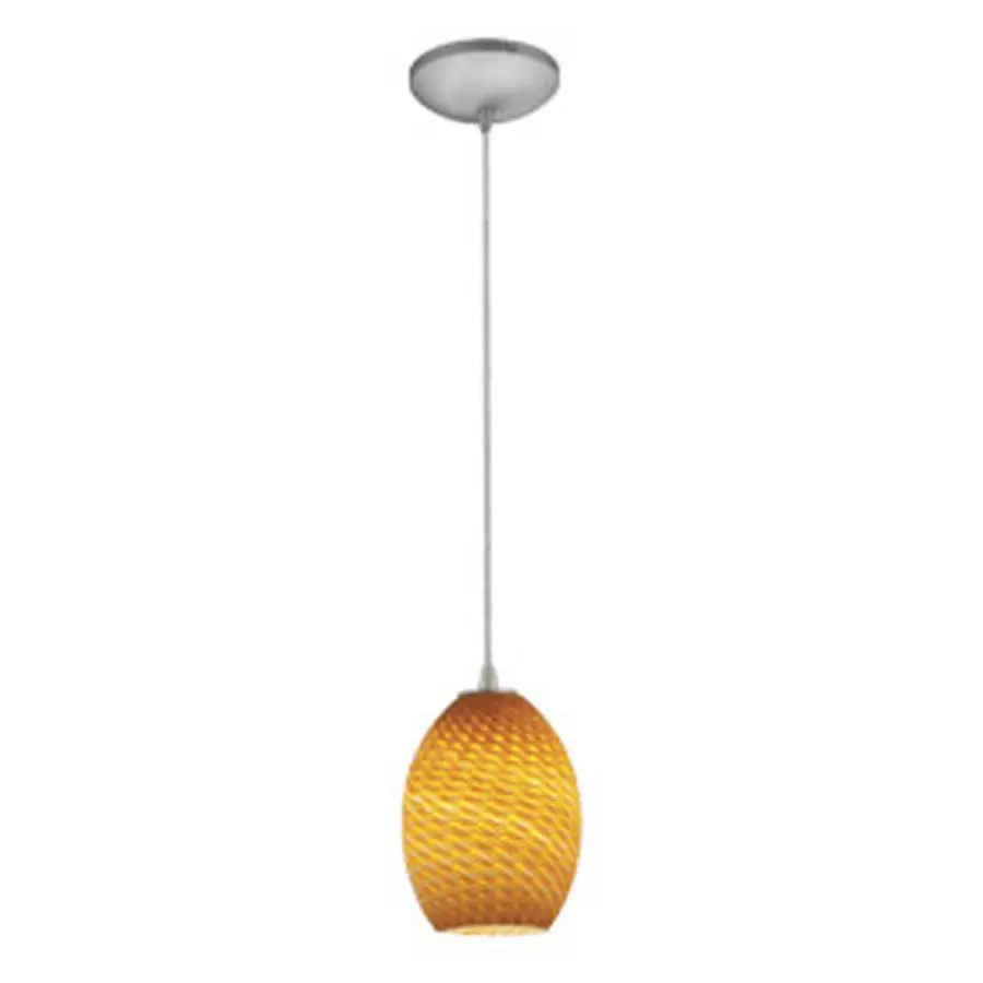 Brandy FireBird One Light Pendant in Brushed Steel
