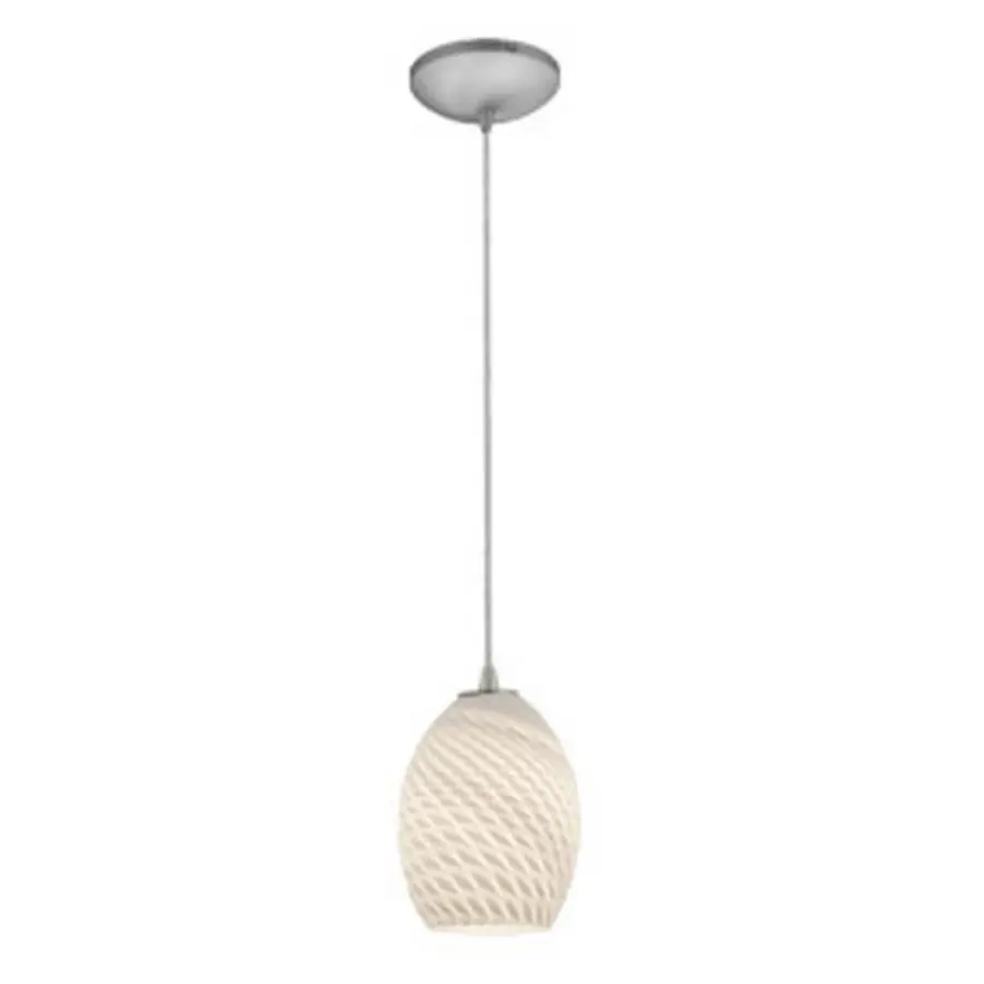 Brandy FireBird One Light Pendant in Brushed Steel