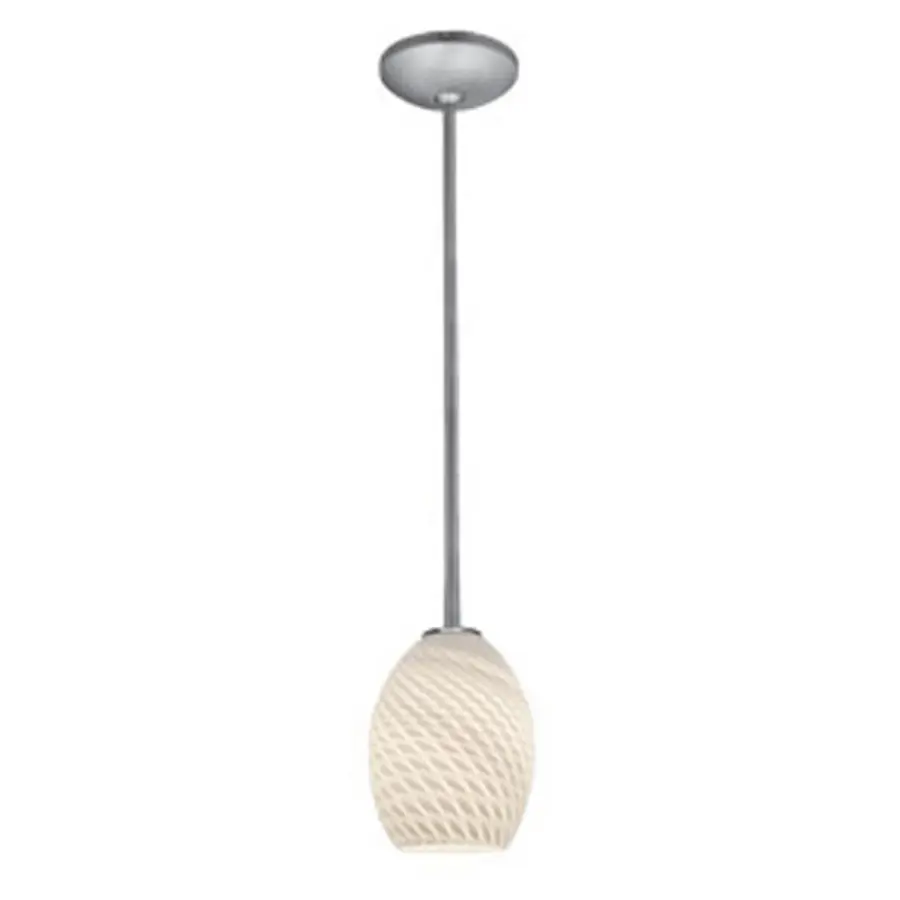 Brandy FireBird One Light Pendant in Brushed Steel