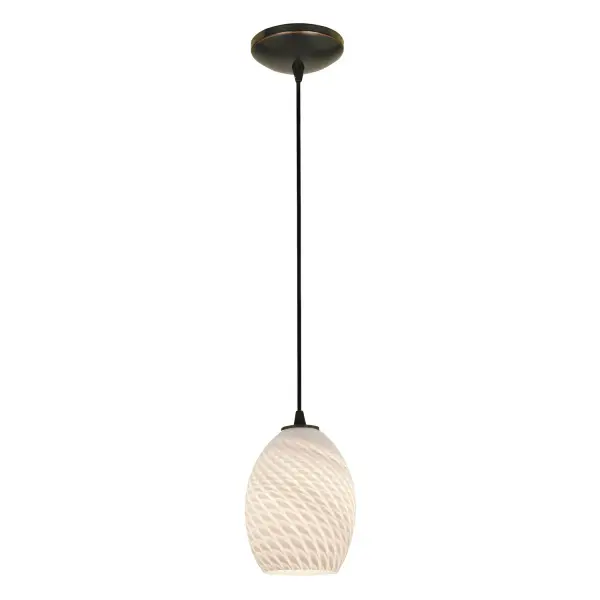 The Brandy FireBird LED Pendant combines energy-efficient integrated LED technology with a timeless Oil Rubbed Bronze finish. Its compact 9-inch profile makes it ideal for smaller spaces requiring focused task lighting.