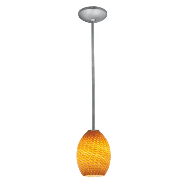 The Brandy FireBird LED Pendant offers energy-efficient integrated lighting in a sleek brushed steel finish. Its compact 9-inch profile makes it ideal for smaller spaces or clustered installations.