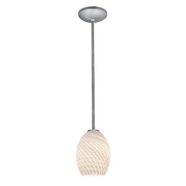 The Brandy FireBird LED Pendant offers energy-efficient integrated lighting in a compact 9-inch profile. Its brushed steel finish and contemporary design make it versatile for modern spaces requiring focused task lighting.