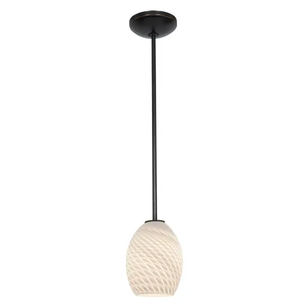 The Brandy FireBird LED Pendant combines energy-efficient integrated LED technology with a timeless Oil Rubbed Bronze finish. Its compact 9-inch profile makes it ideal for smaller spaces requiring focused task lighting.