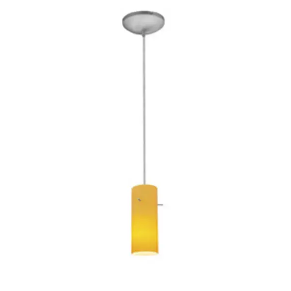 Cylinder One Light Pendant in Brushed Steel