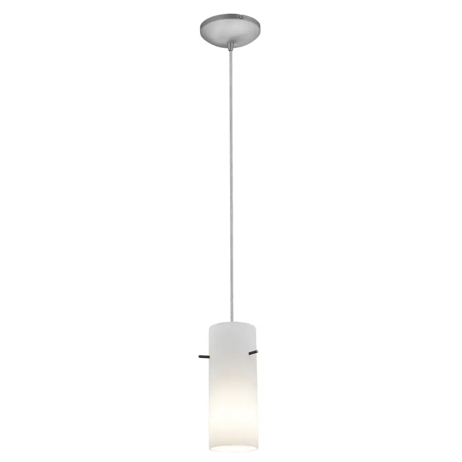 Cylinder LED Pendant in Brushed Steel
