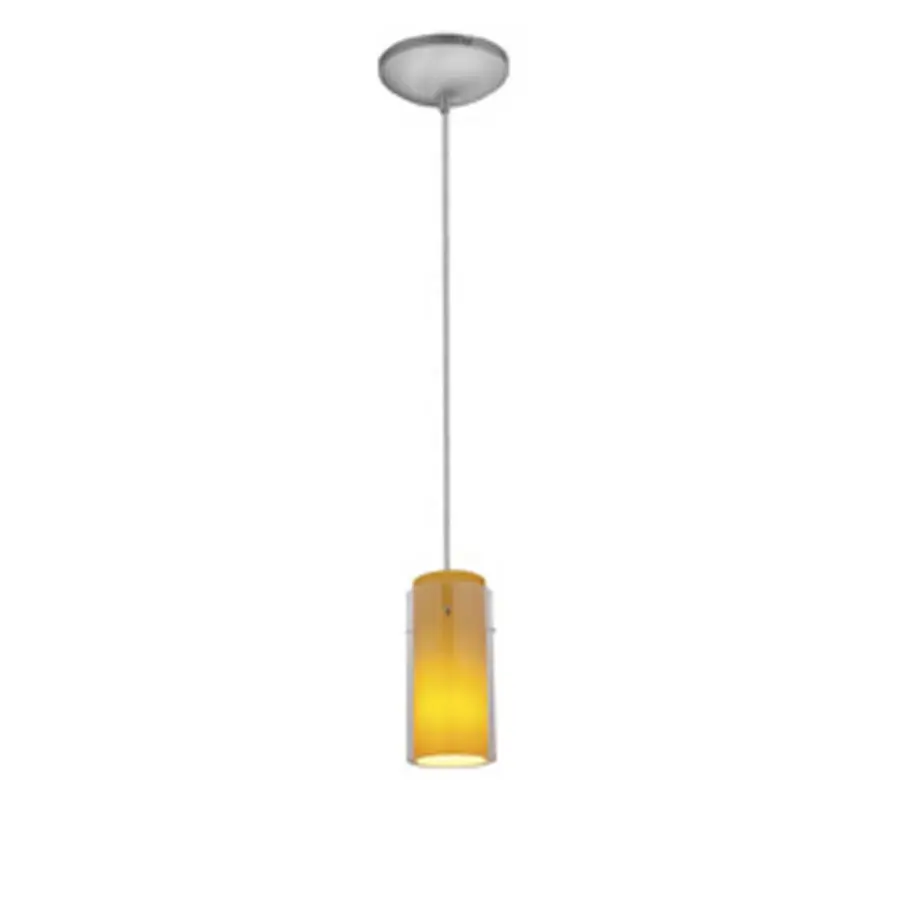 Glass'n Glass Cylinder Pendant Light in Brushed Steel