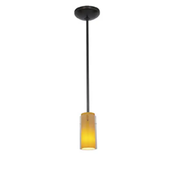 Glass'n Glass Cylinder One Light Pendant in Oil Rubbed Bronze