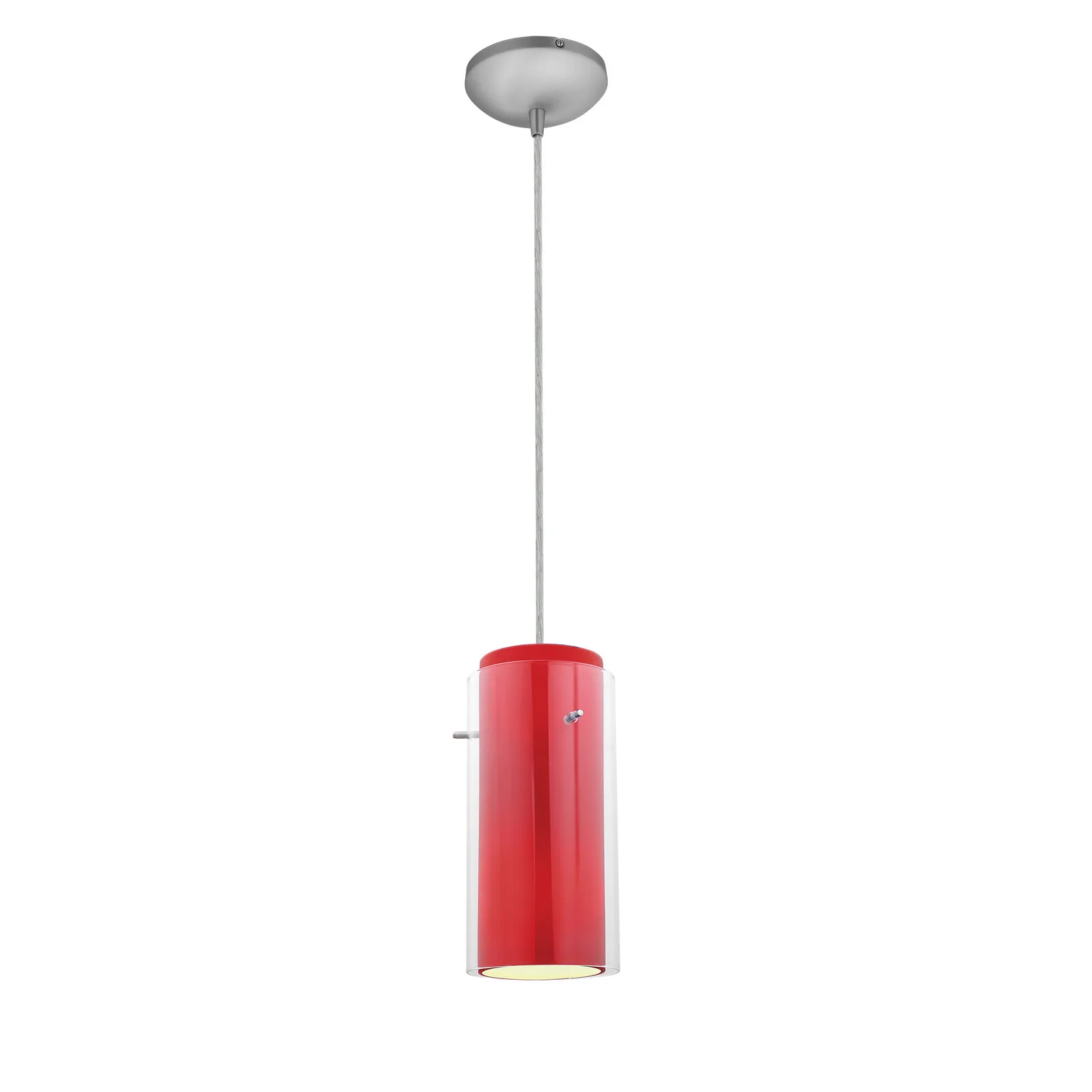 Glass'n Glass Cylinder LED Pendant in Brushed Steel