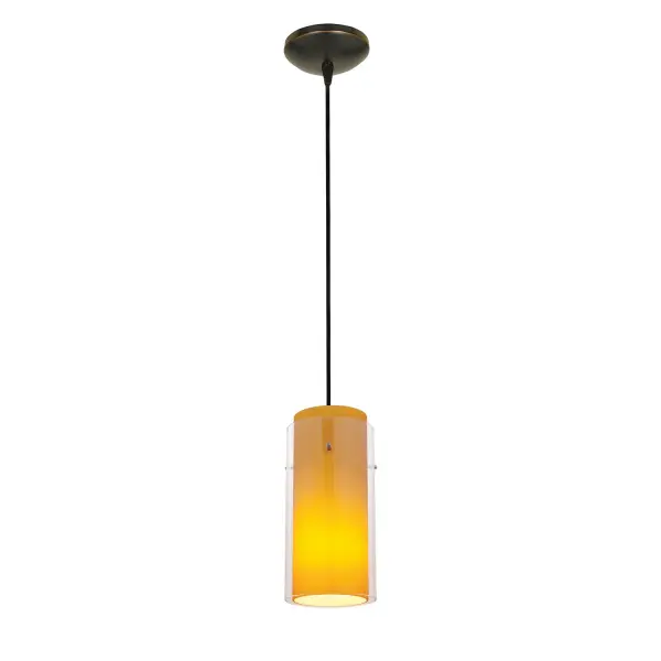 Glass'n Glass Cylinder LED Pendant in Oil Rubbed Bronze