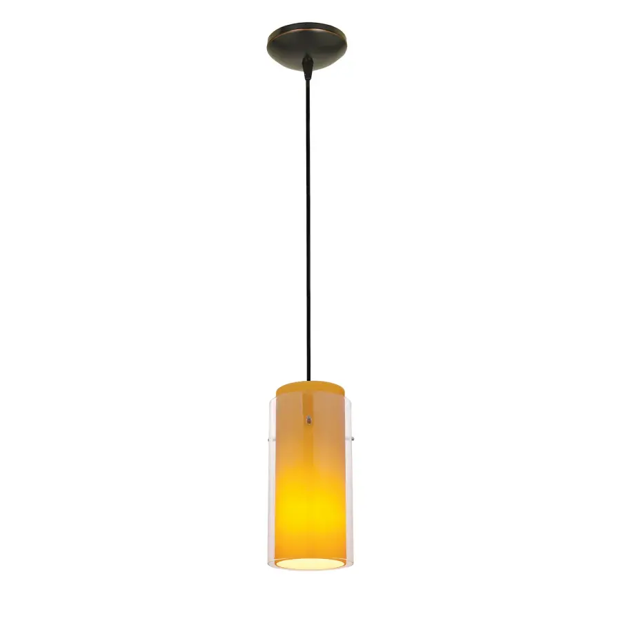 Glass'n Glass Cylinder LED Pendant in Oil Rubbed Bronze