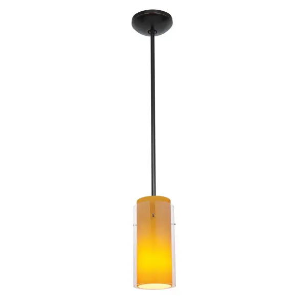 Glass'n Glass Cylinder LED Pendant in Oil Rubbed Bronze