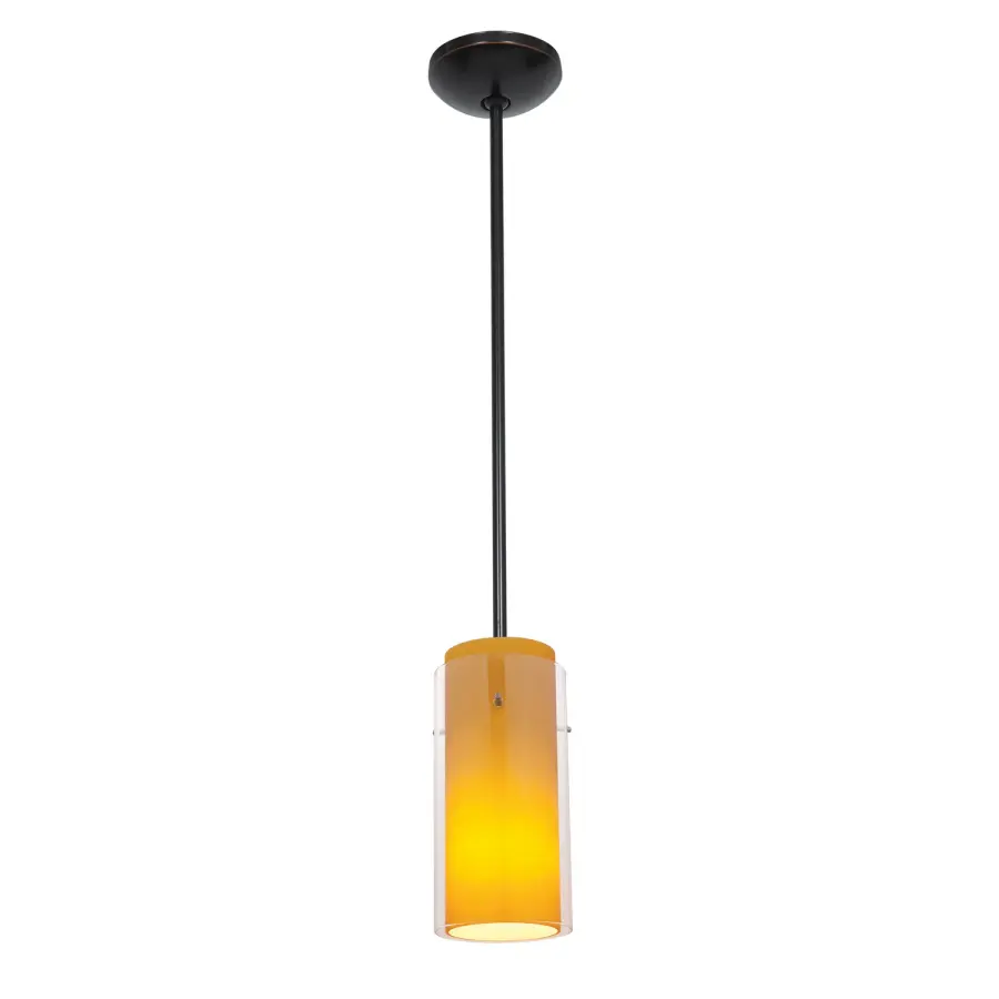 Glass'n Glass Cylinder LED Pendant in Oil Rubbed Bronze