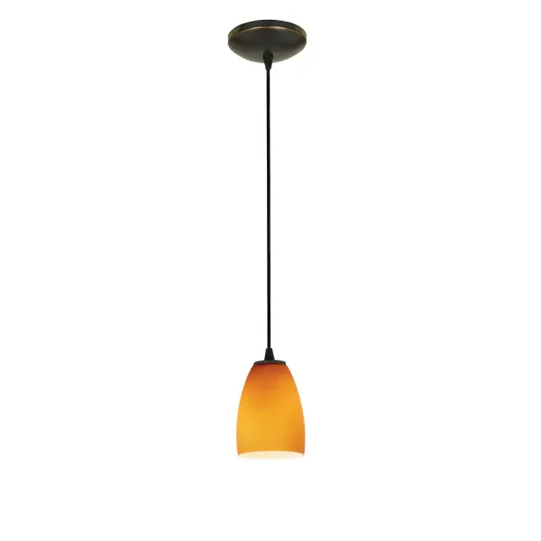 The Sherry LED Pendant combines energy-efficient integrated LED technology with a classic oil rubbed bronze finish and amber glass shade. Its compact 6-inch profile makes it ideal for smaller spaces or clustered installations.
