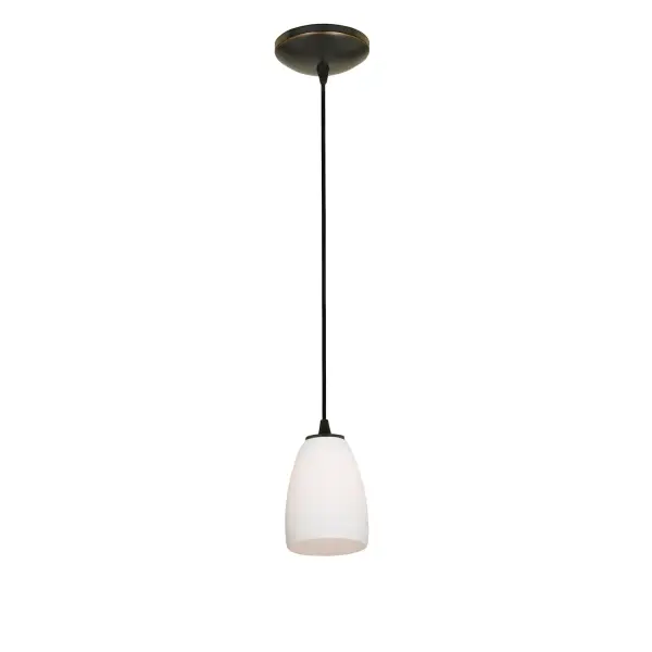 The Sherry LED Pendant offers energy-efficient integrated lighting in a compact 6-inch profile. Its oil rubbed bronze finish and opal glass shade create warm, diffused illumination perfect for task lighting or accent applications.