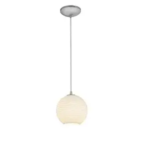 Japanese Lantern Pendant Light in Brushed Steel