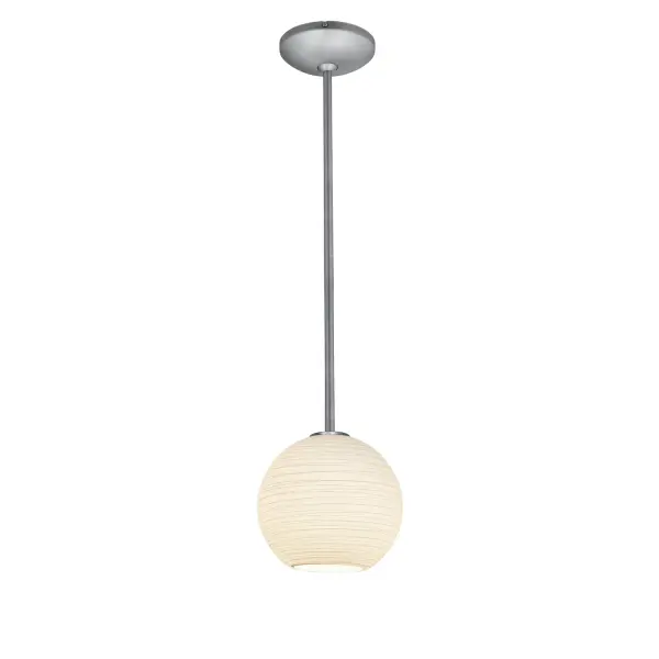 Japanese Lantern One Light Pendant in Brushed Steel