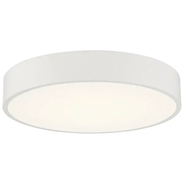 The COMO LED Flush Mount delivers 2,523 lumens of warm 3000K light through a clean white acrylic diffuser. At nearly 22 inches wide, it provides excellent illumination for medium to large spaces while maintaining a low 4-inch profile.