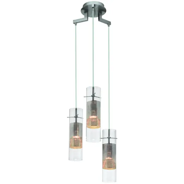 Spartan 3-Light Pendant in Brushed Steel